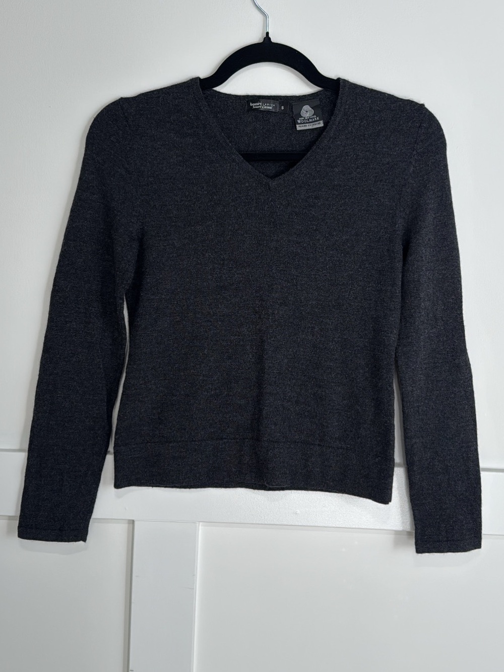 Bossini Merino Wool Charcoal V-Neck Women's Sweater size S